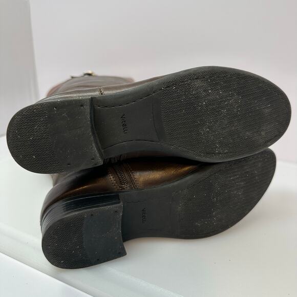 Two Tone Leather Riding Boots Women’s SZ 36 Equestrian Buckle Zip Low Heel Luxe - Picture 8 of 13